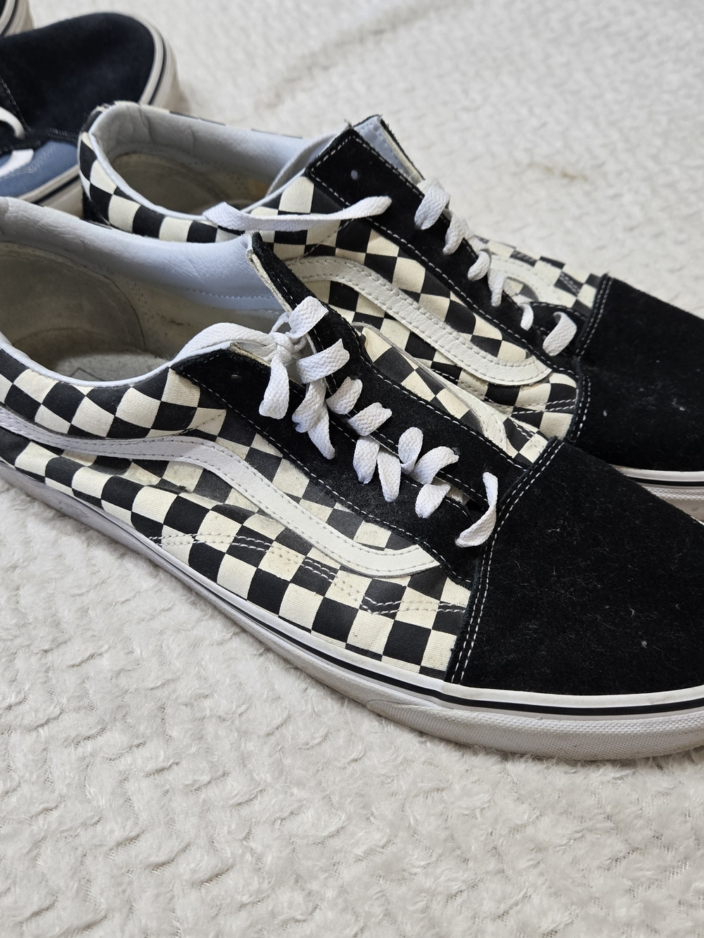 Vans OLD SKOOL Navy & Checkered W/ Black Suede Mens Size 14 Bundle 2 Pairs - Picture 9 of 11